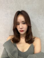 ウェーブミディアムメルティカラー×レイヤーカット韓国　銀座