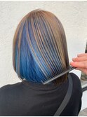 ぱつっとボブ×個性派ブルーインナー