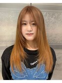 ベージュカラーレイヤーカットケアブリーチデザインカラー
