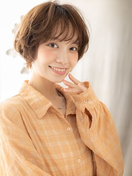 カバーヘア ブリス 大宮西口(COVER HAIR bliss) ブリーチなしミルクグレージュ小顔丸みショートボブTd4大宮30代