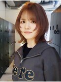 くびれミディ前髪カット顔周りレイヤーイメチェン_F1740
