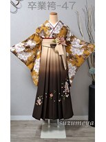 きものサロン すずめ屋 レンタル卒業袴-47 辛子牡丹 (袴、帯色変更可)