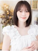 ローライトカラーシースルーバング前下がりミニボブレイヤー30代