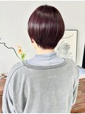 透明感暖色カラー/ラベンダーピンク/大人ショートボブ