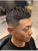 サイドパートショートクロップウェットテクノフェードR