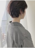 くすみピンク+ショートボブ　輪玉