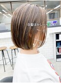 30代40代50代白髪ぼかしハイライト/ボブルフ/デザインカラー