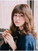 前髪/アンブレラカラー/こなれミディ/イメチェン/ウェーブパーマ