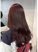 カシスカラー　赤髪　ブリーチなしダブルカラー