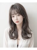 サイドバング×韓国×外ハネ×セミロング