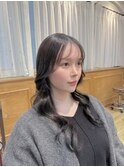 くびれヘア/暗髪/韓国レイヤー/顔まわり/シースルーバング/小顔