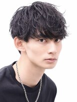 アーリー(Ali'i) ソフトツイストパーマメンズマッシュツーブロックブルーブラック