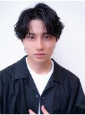メンズ毛流れニュアンスパーマリバースセンターパート