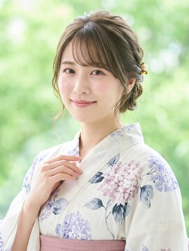 と和 巣鴨 浴衣に♪大人上品なふんわり編み込みシニヨン