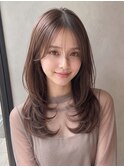 秋カラーブリーチなしハッシュカット韓国風レイヤーロングp上尾