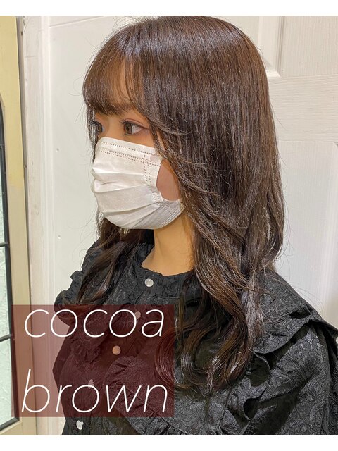【SENA】ココアブラウン 艶カラー ミディアムヘア