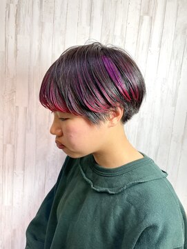 ヴァンカウンシル 松本店(VAN COUNCIL) インナーヴェールカラー_紫カラー_刈り上げショート