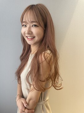 ジルバイジアン(JILL by GIEN) ピンクベージュ ダブルカラー シースルーバング @sarina