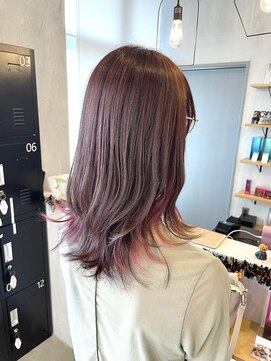 シェル 津山の手店(shel) 20代30代40代大人可愛いインナーカラー【レッド】透明感小顔