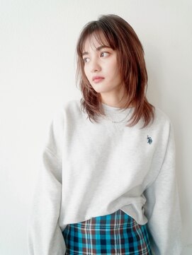 ガーランドツー(Garland 2F) ミディアム くびれ/ピンクベージュ/ウルフ/前髪/池袋