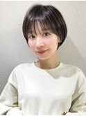 前髪あり耳掛け丸みくびれ大人ショートボブ20代30代40代50代＊