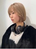 ハイトーンボブブリーチグレージュベージュ韓国ボブきりっぱ