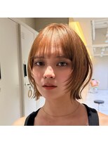 サンド 名古屋(sand) ミディアムレイヤーハッシュカットシャギーボブレイヤー黒髪小顔