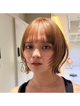 サンド 名古屋(sand) ミディアムレイヤーハッシュカットシャギーボブレイヤー黒髪小顔