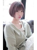 グレージュ小顔前下がりショートボブ