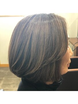 ボヌール ヘアーワークス(Bonheur hair works) 大人BOB×ナチュラルストレート×ナチュラルハイライト