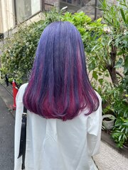 ツートンカラー ラベンダーピンク ペールピンク 派手髪 韓国
