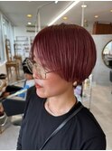 20代30代40代♪大人かわいい小顔ショートボブ☆カシスレッド