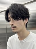 シャドウパーマ毛流れヘアセンターパートニュアンスパーマ原宿