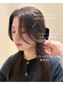 韓国風センター分けバング