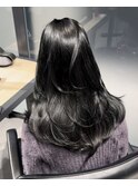 ロングヘアー　ブルーブラック　髪質改善 赤坂見附