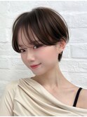 斜めバング、小顔ショート、前髪パーマ