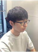 メガネに合うツーブロック刈り上げノーセットマッシュ