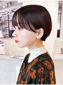 ショートおくれ毛顔周りレイヤー韓国ヘア_ba487242