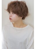 ハンサムショート×無造作パーマ★丸みシルエット/フェミニン/冬