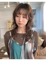キジ(kiji)&nbsp;ロングウルフパーマレイヤーパーマフェイスレイヤーカット