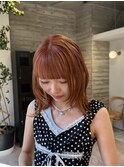 オレンジベージュオレンジブラウンダブルカラーウルフレイヤー