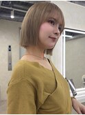 顔周りカット/縮毛矯正/ダークブラウン/コーラルピンク