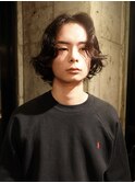メンズボブウルフメンズミディアムレイヤーカットメンズウルフ