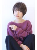 ローライトアッシュブラウン大人かわいい小顔ワンサイドショート