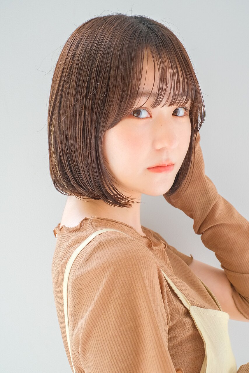 切りっぱなしボブ ミニボブ マロンブラウン ショートボブ：L171826194