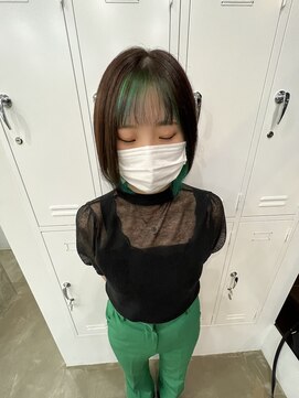 ハイブ 金沢(Hive) ブリーチハイトーンカラーインナーカラーショートボブ髪質改善