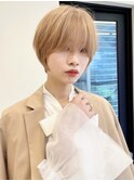 【Say.福岡】前髪長めショート×ミルクティーベージュ×ひし形