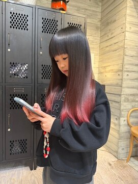 ヲタク(wotaku.) グラデーションカラーブリーチケアブリーチレッドカラーロング