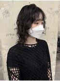 ロングウルフカット/韓国風ウルフヘア/顔周りレイヤーカット