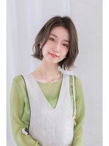 ハピネス 河原町店(Happiness)&nbsp;切りっぱなしボブ　オリーブブラウン　京都美容室